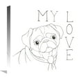 thumbnail image 1 of Global Gallery's 'Puppy Love Pug' by Elyse DeNeige Stretched Canvas Wall Art, 1 of 4