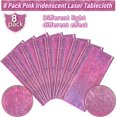 thumbnail image 4 of LAICAIW 8 Pack Iridescence Plastic Tablecloths Shiny Disposable Laser Rectangle Table Covers Holographic Foil Tablecloth Iridescent Party Decoration Birthday Wedding Christmas 54''x108'' (Pink), 4 of 7