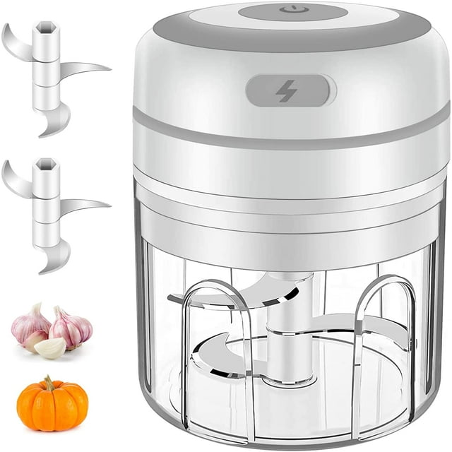 Mini Garlic Chopper, Electric Food Processor, Garlic Mincer Portable Mini Processor for Chop Onion Ginger Vegetable Pepper Spice Meat, Baby Food, Easy Clean, Waterproof, (250ml)