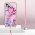 thumbnail image 3 of Mantto for iPhone 15 Plus Case, with Lanyard Adjustable Strap, Marble Pattern Soft TPU Bumper Hard PC Back Shockproof Protective Glossy Stylish Durable Phone Case for Women Girls,Pink, 3 of 7