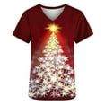 thumbnail image 4 of Holiday Gifts! Titcea Christmas Scrub Tops Women Xmas Tree Printed Short Sleeved V Neck Scrub Tops with Pockets Lightweight Stretchy Working Uniform, 4 of 4