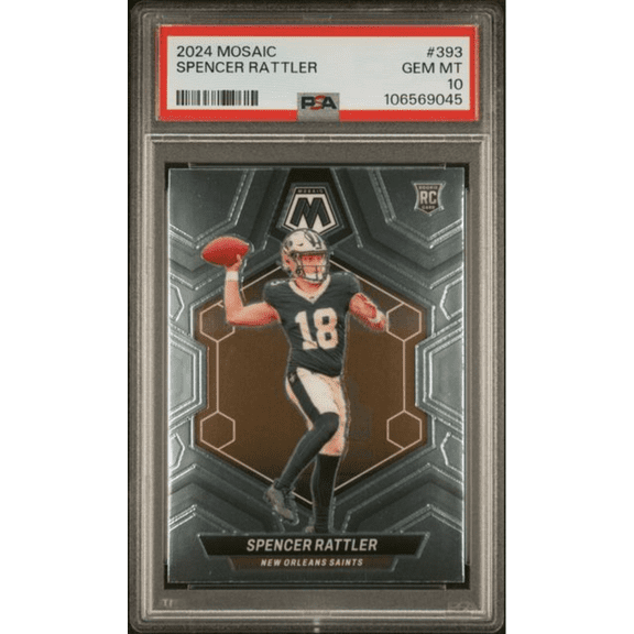 Graded 2024 Panini Mosaic Spencer Rattler #393 Rookie RC Football Card PSA 10 Gem Mint