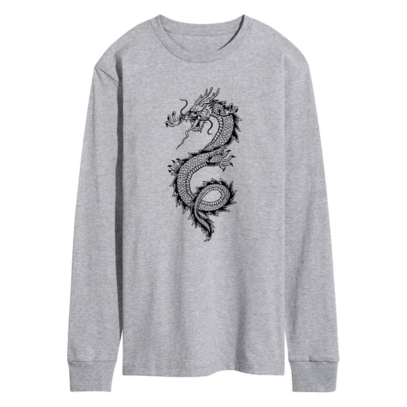 Instant Message - Chinese Dragon Black Long Sleeve Graphic T-Shirt
