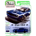 thumbnail image 2 of 2019 Dodge Challenger Srt Hellcat Indigo Blue Metallic Modern Muscle Limited Edition To 13904 Pieces Worldwide 1/64 Diecast Model Car By Autoworld 64322-awsp076a, 2 of 4