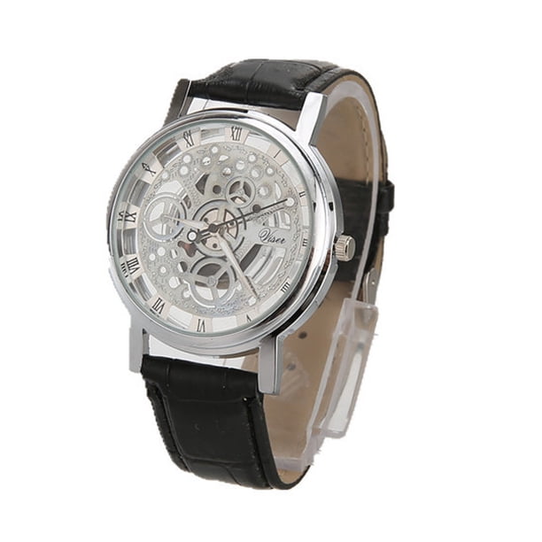 Reloj de pulsera deportivo militar de cuarzo de acero inoxidable para hombre con esfera de cuero