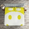 thumbnail image 2 of Ambesonne Modern Quilted Coverlet 3 Pcs, Yellow Positive Smiling Face, King Size, Yellow and White, 2 of 2