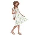 thumbnail image 5 of Actgleam Girls Dress Floral Ruffle Square Neck Sleeveless A-Line Sundress with Tie Back for Summer Beach Party,Spring Sprout,11-12Y, 5 of 8