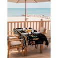 thumbnail image 2 of Outdoor Table Cloth with Umbrella Hole and Zipper, Orange Teal Botanical Waterproof Rectangle Tablecloth 54"x80", Boho Ethnic Geometric Black Washable Table Cover for Outside Party Patio Picnic, 2 of 8