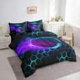 thumbnail image 3 of Castle Fairy Boys Ice Hockey 7-Piece Twin Bedding Sets,Geometric Honeycomb Bedding Comforter Set,Abstract Lightning Breathable Sheet Sets,Microfiber Sport Theme Bedroom Decor,Reversible, 3 of 8