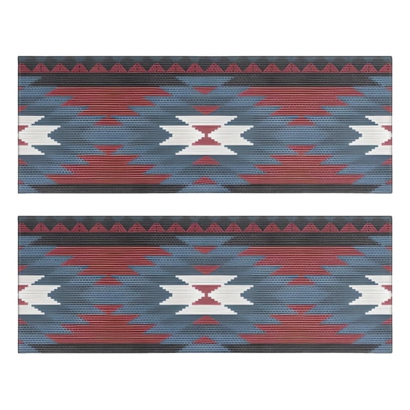 Kitchen Rugs Sets Of 2,Colorful Geometric Triangle Chevron Pattern Anti Fatigue Kitchen Mat Rugs Non Slip Washable,Decorative Kitchen Floor Mats for Kitchen,Sink,Laundry,17"X47"