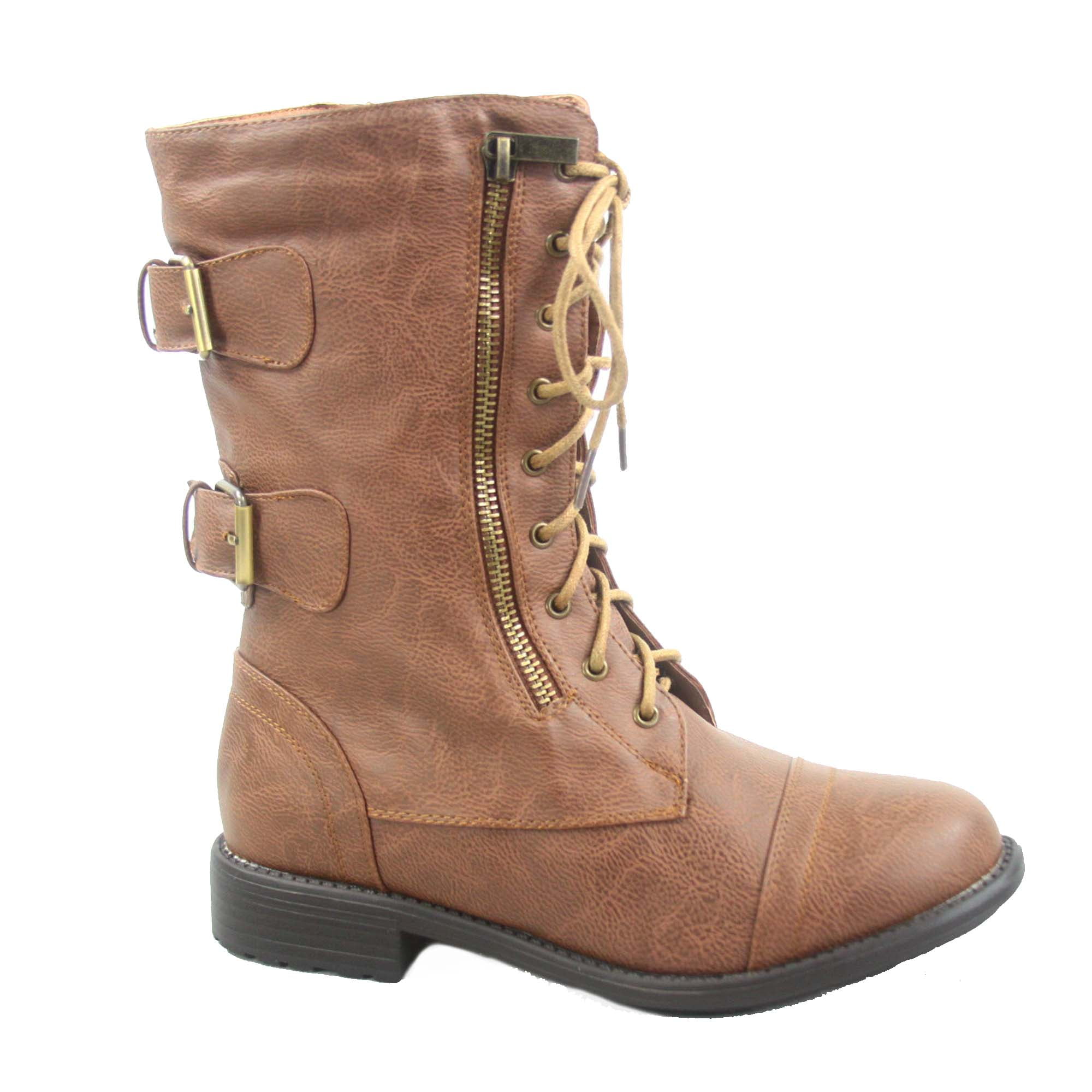 mid heel combat boots