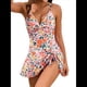 thumbnail image 2 of Traje de Baño de una Pieza con Falda Cruzada para Mujer, con Control de Abdomen, Falda. Marrón L, 2 of 9
