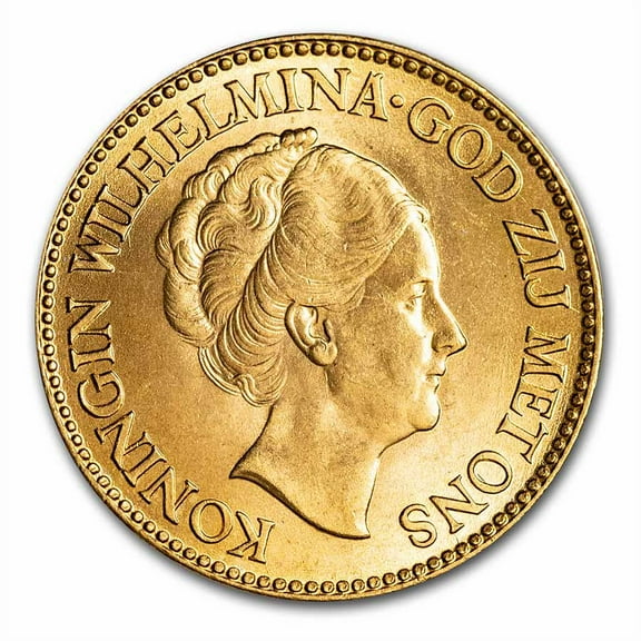 1911-1933 Netherlands Gold 10 Guilders Wilhelmina I BU (Random)