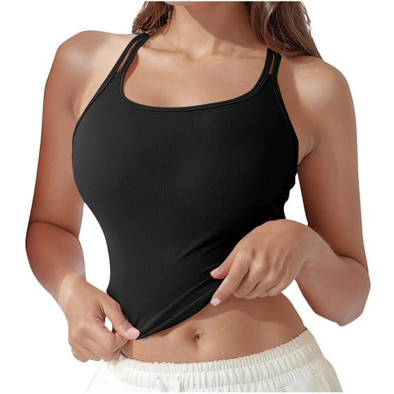WMTBSRSW Tank Tops for Women Tummy Control Shapewear Back Criss Cross Yoga Tops Seamless Body Shaper Workout Scoop Neck Camisole Cami Tops