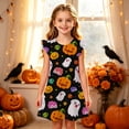 thumbnail image 2 of FYDUU Halloween Dresses for Girls Nightgowns Cute Summer Sleep Shirts Flutter Sleeve Princess Nightdress Casual Nightgown Cartoon Print Dress 3-4 Years, 2 of 5