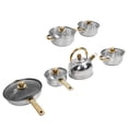 thumbnail image 1 of Juego De Utensilios De Cocina De Sartén De Acero Inoxidable, Juego De Olas De Cocina Con Manijas De Oro, Multifuncional Para Cocinar Caseros, 1 of 7