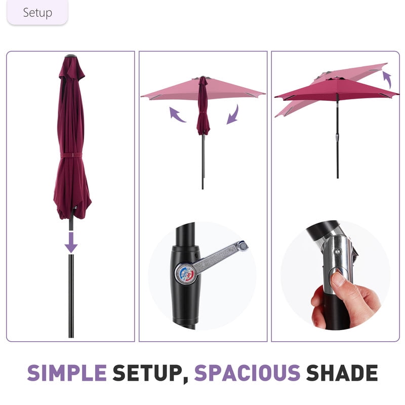 Gianna Patio Umbrella – 7.5ft Outdoor Table Umbrella with Tilt & Crank, 8 Sturdy Ribs, Waterproof UV-Resistant Fabric