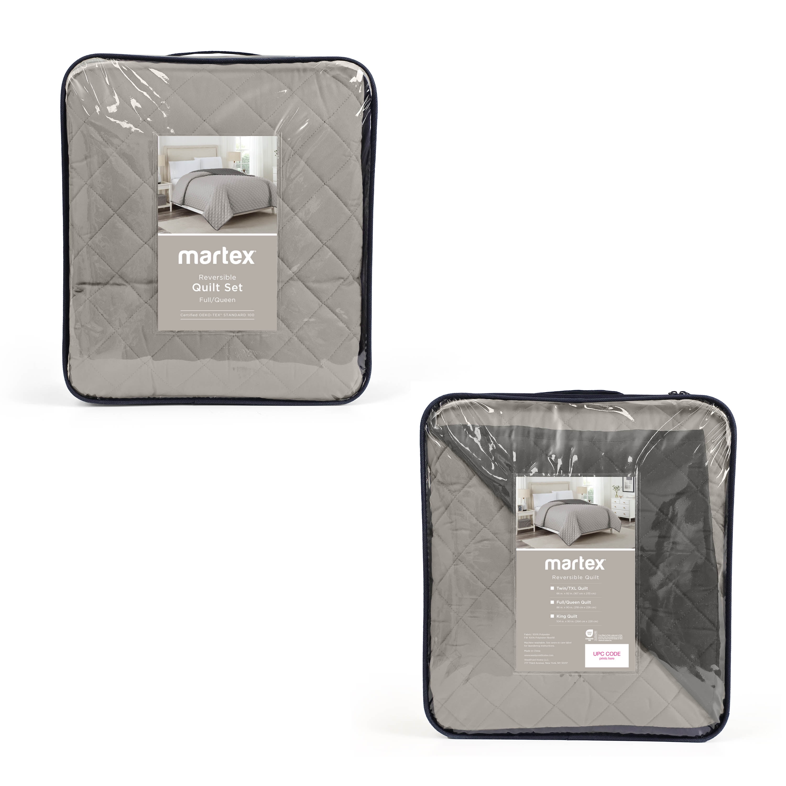 Martex Reversible Microfiber Twin Coverlet, Soft Breathable Bedding, Light Grey/Graphite