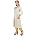 thumbnail image 3 of Moomaya A-Line Kurti Rayon 3/4 Sleeve Printed Rayon Tunic Dress Ethnic Kurta For Women, 3 of 7