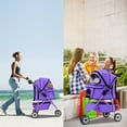 thumbnail image 7 of Dkelincs 3 Wheel Dog Stroller Folding Pet Stroller Travel Dog Carriers for Small Dogs with Free Pad & Cup Holder, Purple, 7 of 7