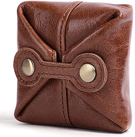JAJMO LEGACY Men's Mini Coin Purse, Vintage Brown Leather Change