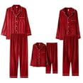 thumbnail image 3 of HNMKIU Family Christmas Pajamas Long Sleeve Silk Like Satin Sleepwear Pure Color Two Piece Pajama Set for Dad Wine，Dad_L, 3 of 5