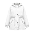 thumbnail image 3 of Girls' Jacket,Kids Mid-Length Slightly Waterproof Windproof Solid Color Hooded Coat, 3 of 3
