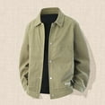 thumbnail image 2 of Mens Lightweight Jackets Button Down Casual Corduroy Lapel Jacket Vintage Fall Outerwear with Pockets Classic Coat (Light Green,Medium), 2 of 5
