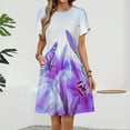 thumbnail image 2 of Purple Butterfly Short Sleeve Dress Women Summer Evening Dresses Ladies Sundress, 2 of 7
