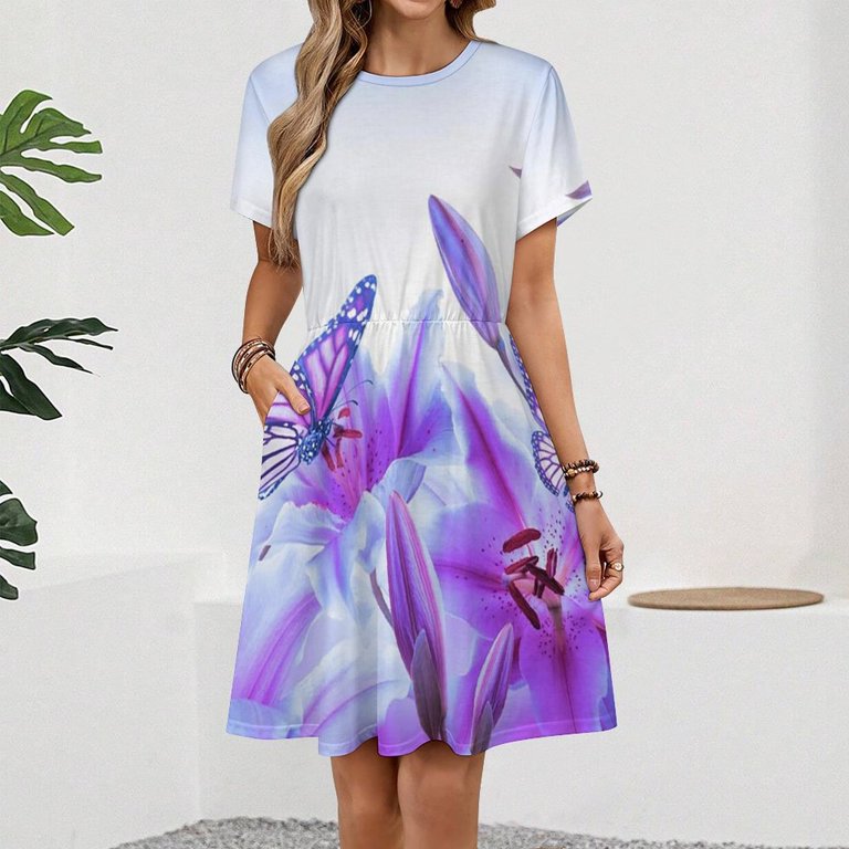 purple butterfly dress short Short Beaded Party Dress with Butterflies