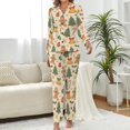 thumbnail image 2 of Top-kevin Champagne Glasses Snowflakes Pine Women's Long-Sleeve Shirt And Full-Length Bottom Pajama Set, 2 of 12