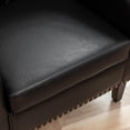 thumbnail image 5 of 29" W Modern Faux Vegan Leather Barrel Chair, PU Upholstered Tufted Accent Club Chairs with Nailhead Trim, Small Armchair for Living Room Bedroom Apartment Lounge Nursery, Jet Black, 5 of 13