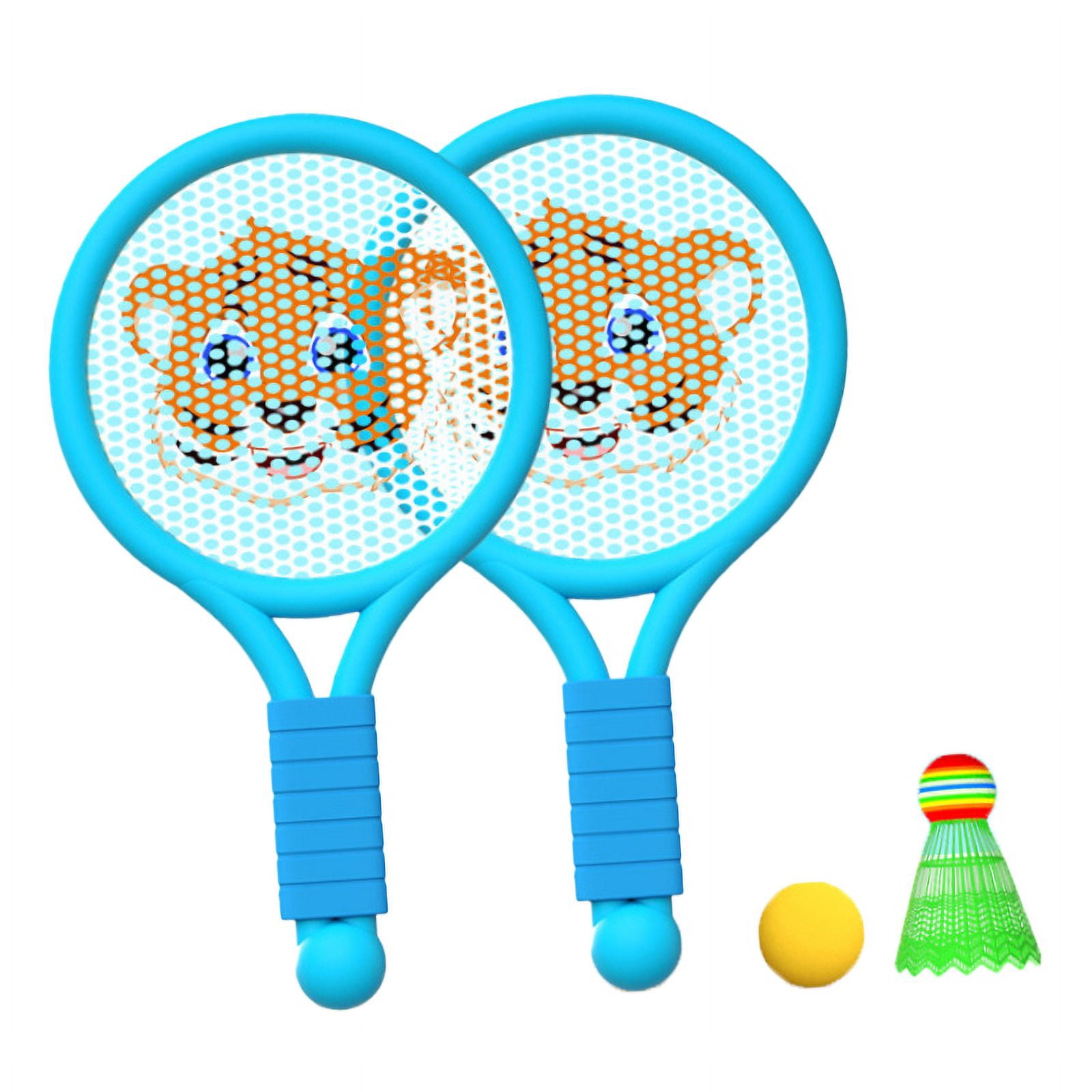 Fun Racket Toy for 3-7 Year Old Boys & Girls - Indoor/Outdoor Play Lightweight Blue Tiger Badminton Set for Kids