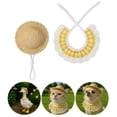 thumbnail image 1 of Porch Goose Outfits, Fits 23 Inch Goose and Small Dogs Cats Straw Hat Ruffle Collar Set for Garden Lawn Decor, 1 of 9