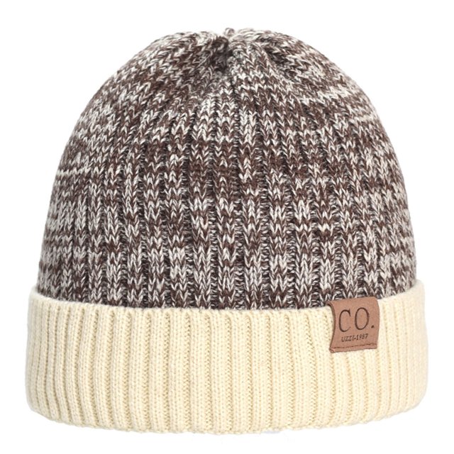 CSChome Men Winter Hat Winter Men Hat - Knitted Color Matching Elastic Non-Slip Windproof Cozy Thick Plush