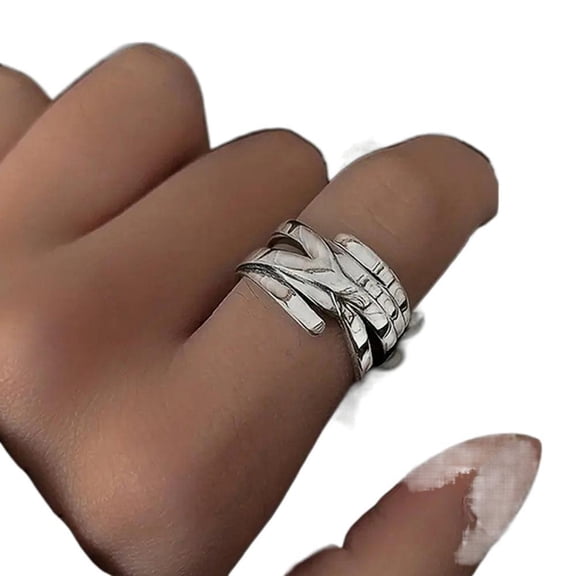 PULABO Mens Titanium Ring Wedding Band Opening Adjustable Ring With Gift Box