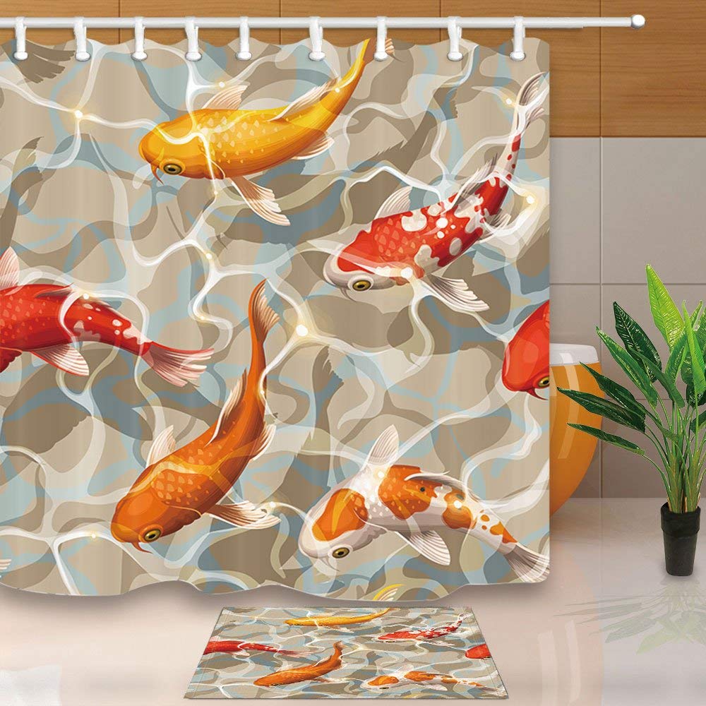 ARTJIA Varicolored Koi Fish Decor Ocean Tropical Fish Swimming in Water
