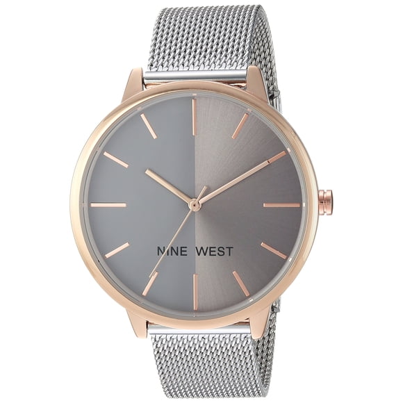 Pulsera Watch Nine West de malla con esfera de rayos de sol para mujer, caja de 40 mm