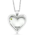 thumbnail image 2 of Gem Stone King Keren Hanan 0.12 Ct Round Green Peridot 925 Sterling Silver 2 Heart Love Treasure Pendant Necklace for Women With Chain, 2 of 5