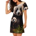 thumbnail image 2 of Sikiie Forest Panda Print Women's Short-sleeved Nightdress, Round Neck Pullover Nightdress Pajamas Summer Home Wear, 2 of 6