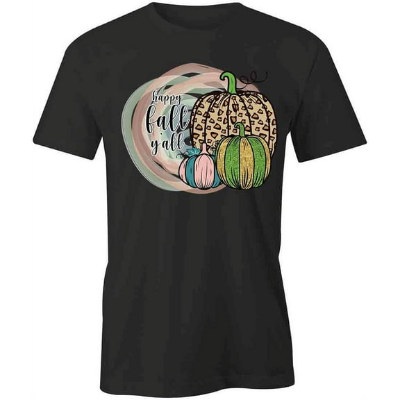 Happy Fall Y'all T-Shirt | Cute Autumn Black Tee Gift