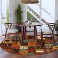 thumbnail image 4 of 5ft Round Rug Boho Vintage Area Rugs for Living Room Bedroom Washable Non Slip Circle Rug Low Pile Brown Ethnic Middle Century Geometric Indoor Floor Carpet for Kitchen Entryway Office Dining Room, 4 of 9