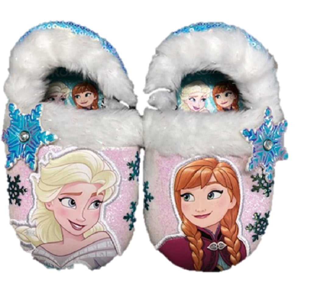 Frozen Girls Disney Elsa /& Anna Cozy Slide Slippers
