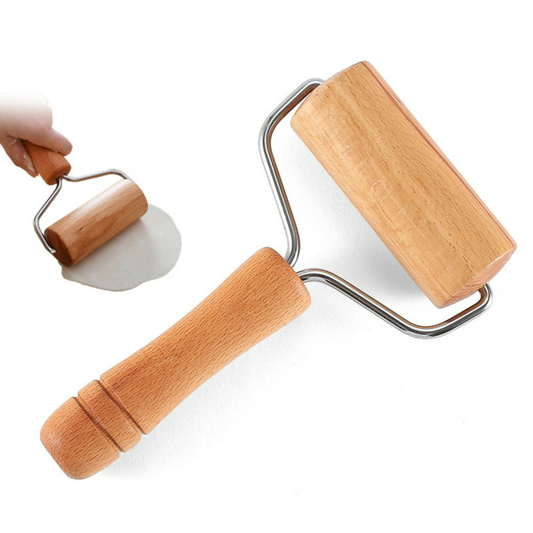  Wood Rolling Pin With 4 Adjustable Thickness Rings, Non-stick  Dough Roller For Baking, 17 Inch Pizza Roller For Kitchen supplies, Handle  Press Design For Fondant, Pizza, Pie Crust, Cookie, Pastry: Home