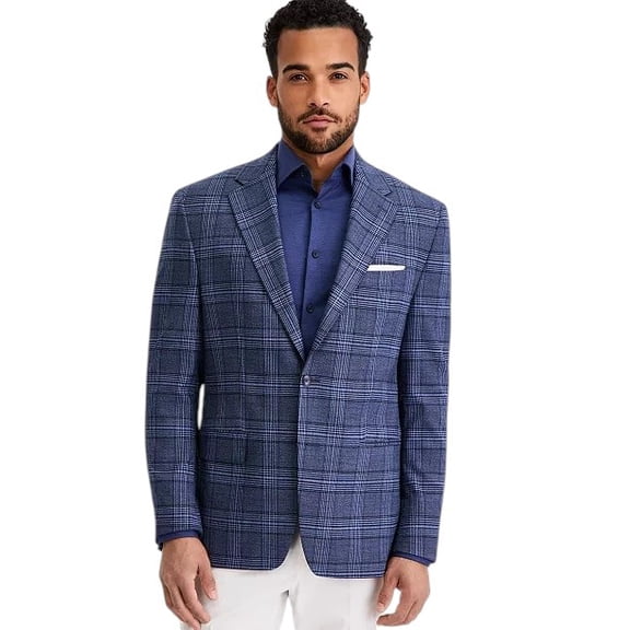 Michael Kors Mens Classic fit Sport Coat Blazer 48 R Blue Plaid