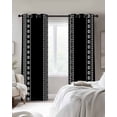 thumbnail image 3 of Black Boho Blackout Curtains 39 Inches Long for Bedroom, Vintage Abstract Striped Geometric Motifs Thermal Insulated Room Darkening Black Out Window Curtain Panels Grommet Drapes for Living Room, 3 of 8