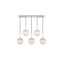 Eclipse 5 Lights Chrome Pendant With Frosted White Glass