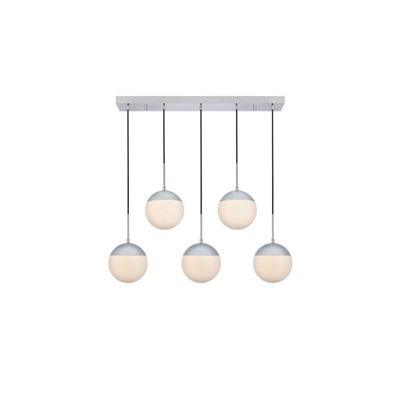 Eclipse 5 Lights Chrome Pendant With Frosted White Glass