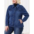 thumbnail image 2 of Chaqueta de mezclilla uxcell con botones y bolsillo en el pecho Azul denim oscuro 1X, 2 of 6