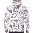 thumbnail image 7 of Pofeuu Lavender Flowers Print Mens Casual Hooded Collar Drawstring Hoodies Pullover Sweatshirts Casual Long Sleeve Shirts-Large, 7 of 7